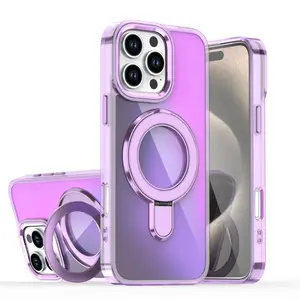 Luxury Laser Color Changer Fold Magnetic Stand Phone Case For iPhone 17 14 15 16  11 12 13 Pro Max Shockproof Protection Cover