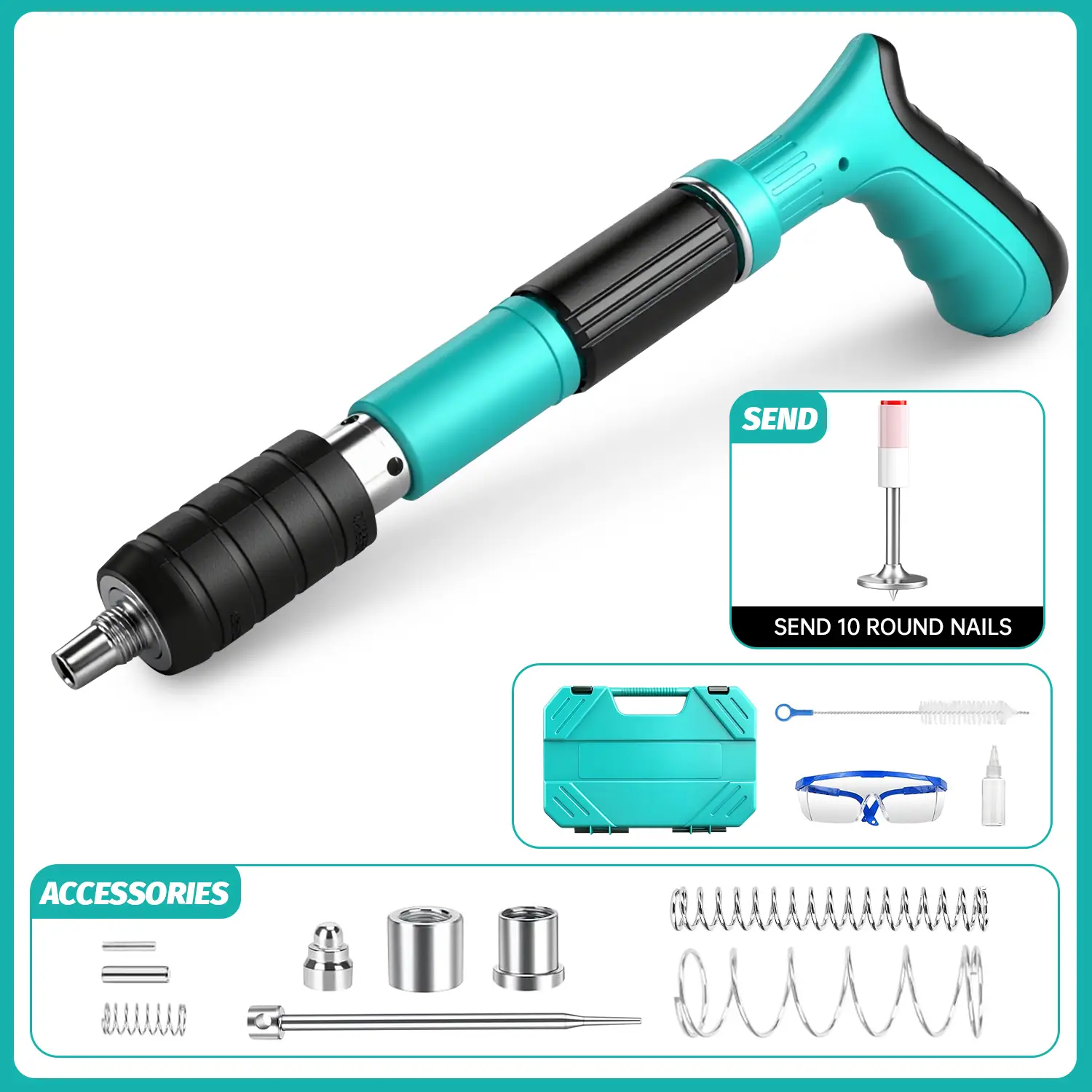 SRGARH Manual Mini Steel Nail Gun 5 Gears Power Adjustable Woodworking and decoration integrated air nailer with 10 Nails