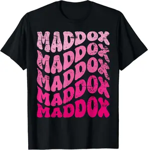 Maddox Groovy Vintage Retro Maddox First Name Personalized Casual Short Sleeve Cotton T-Shirt