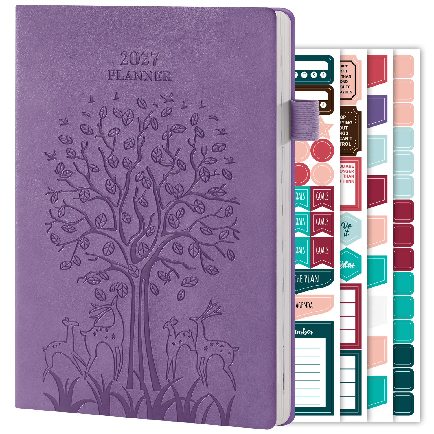 2027 Planner/Calendar, Weekly and Monthly Planner Jan 2027 - Dec 2027, with Monthly Tabs, 4 Planning Stickers, Soft Leather Cover, 5.74" X 8.34", Planning Agenda Book for Women/Men, School Supplies