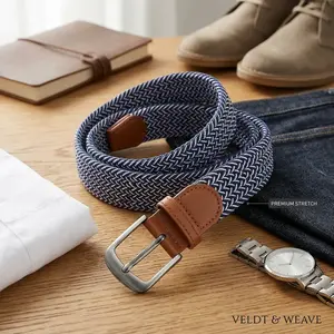 Unisex Braided Stretch Belts, Multicolored Woven Elastic Jean Accessory, Adjustable Waistband, Comfortable Durable Design for Golf & Casual Daily Wear1
