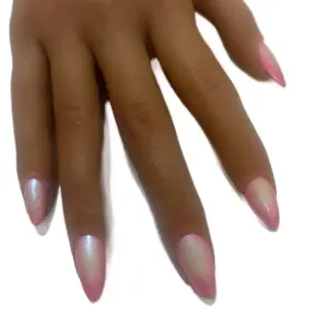 Pink Chrome Halo Press On Nails for Perfect Manicure