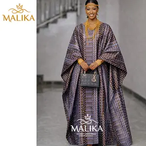 First Quality Perfumed Origianl Print Bazin Boubou Dress With Scarf For Nigerian Women Traditional Wedding Gown Dresses