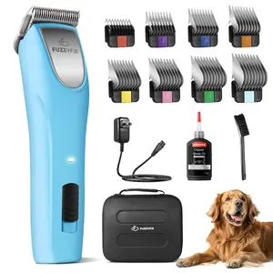 [Blue Wave] Fuzzyfix Professional Dog Clippers for Grooming with No Noise Brushless Motor & 10000+ Hours Battery Life for Thick Coats