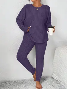 Women's Plus Size Pajama Set, Long Sleeve Top & Pants for Fall & Winter, Casual Home Wear, Comfortable Pajamas for Women