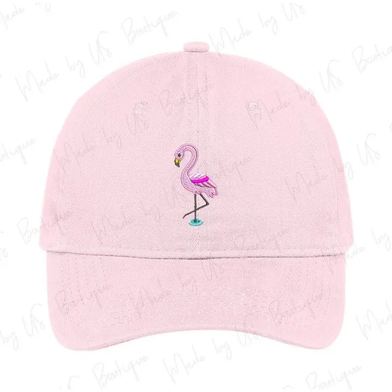Flamingo Hat, Pink Flamingo, flamingoes, Gift, Mini Design, Phoenicopteridae, Bird Hat, Animal, Embroidered Baseball Dad Cap