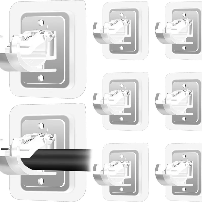 Self Adhesive No Drill Adjustable Curtain Rod Holder Hooks Brackets, Nail Free, No Drilling Hangers for Bathroom, Kitchen, Home, Bathroom and Hotel, Transparent, 8PCS