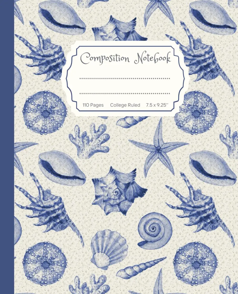 Super Cute Coastal Granddaughter Aesthetic Vintage Navy Blue and White Sea Shells Composition Notebook: College Ruled Aesthetic Cool Design; Preppy ... for Girls, Kids, Teens; Perfect Gift for Girl