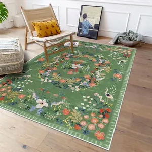Floral Pattern Area Rug, 1 Count Non-slip Soft Floor Mat, Decorative Carpet for Home Living Room Bedroom, Home Decor, Rugs for Living Room