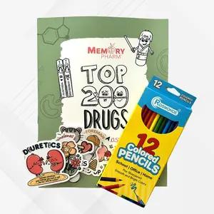 Top 200 Drugs Made Easy Bundle (Stickers + Color Pencils)