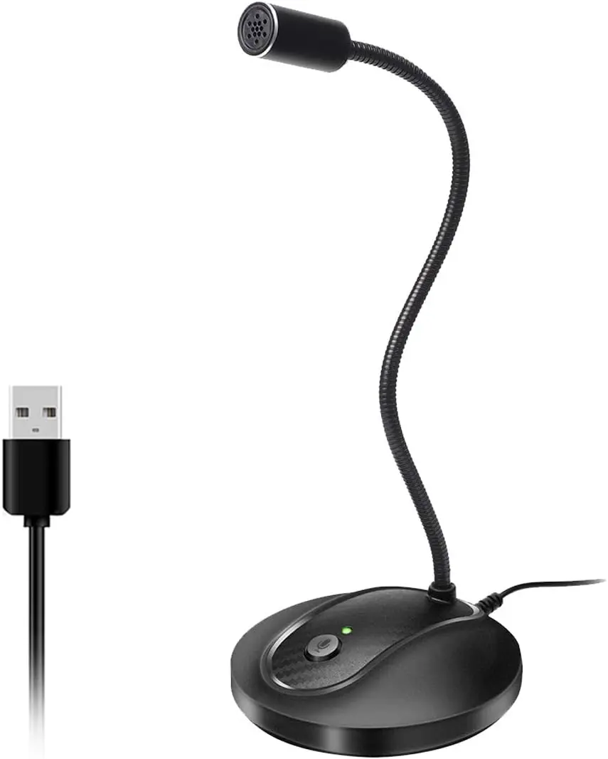 USB Microphone, 360  Adjustable Gooseneck Design, Mute Button & LED , Noise-Canceling Technology, Plug & Play, Compatible with Windows & MacOS