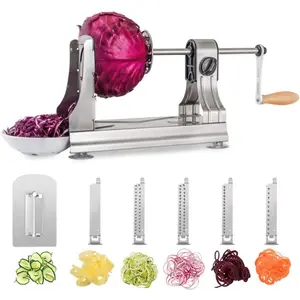 6-Blade Vegetable Spiralizer Spiral Slicer, Veggie Pasta Spaghetti Maker, 304 Food Grade Stainless Steel Body Ideal for Healthy Low Carb/Paleo/Gluten Free Diet