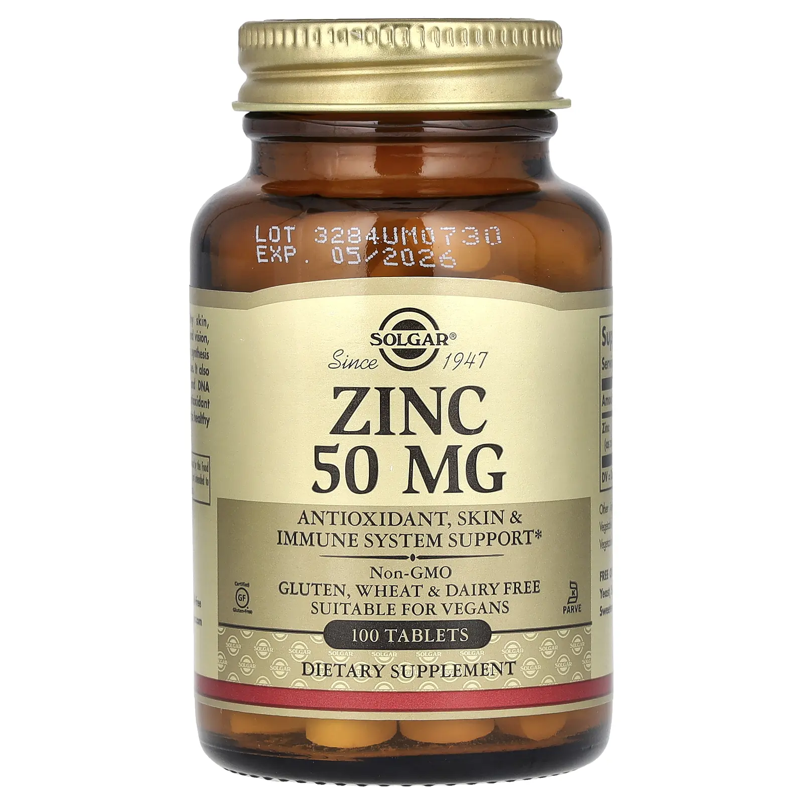 Solgar Zinc, 50 mg, 100 Tablets Solgar Zinc, 50 mg, 100 Tablets