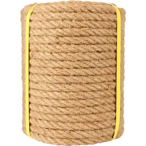 Jute Rope 1/2 inch X 100ft Twisted Hemp Rope Strong Durable for Crafts Landscaping Home Decor Gardening Suitable for Indoor and Outdoor Use