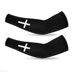 Cross Pattern Polyester Compression Arm Sleeves - Breathable Cooling, Elastic Design Fashion Accessories Ideal for Football, Running, Outdoor Training