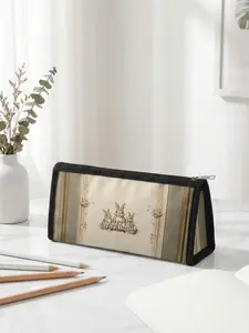 1 piece of Easter limited edition pencil case with 2D printed rabbit and Easter eggs pattern, ergonomic triangular capacity for portable size | Perfect for students in class/office organization, combines festive atmosphere with practicality