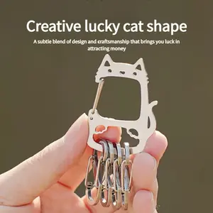 Cat Shaped Outdoor Keychain Stainless Steel Portable S-Hooks, Cute Hanging Clips for Home Keys Hiking Camping Adventure, Stylish Keychain
