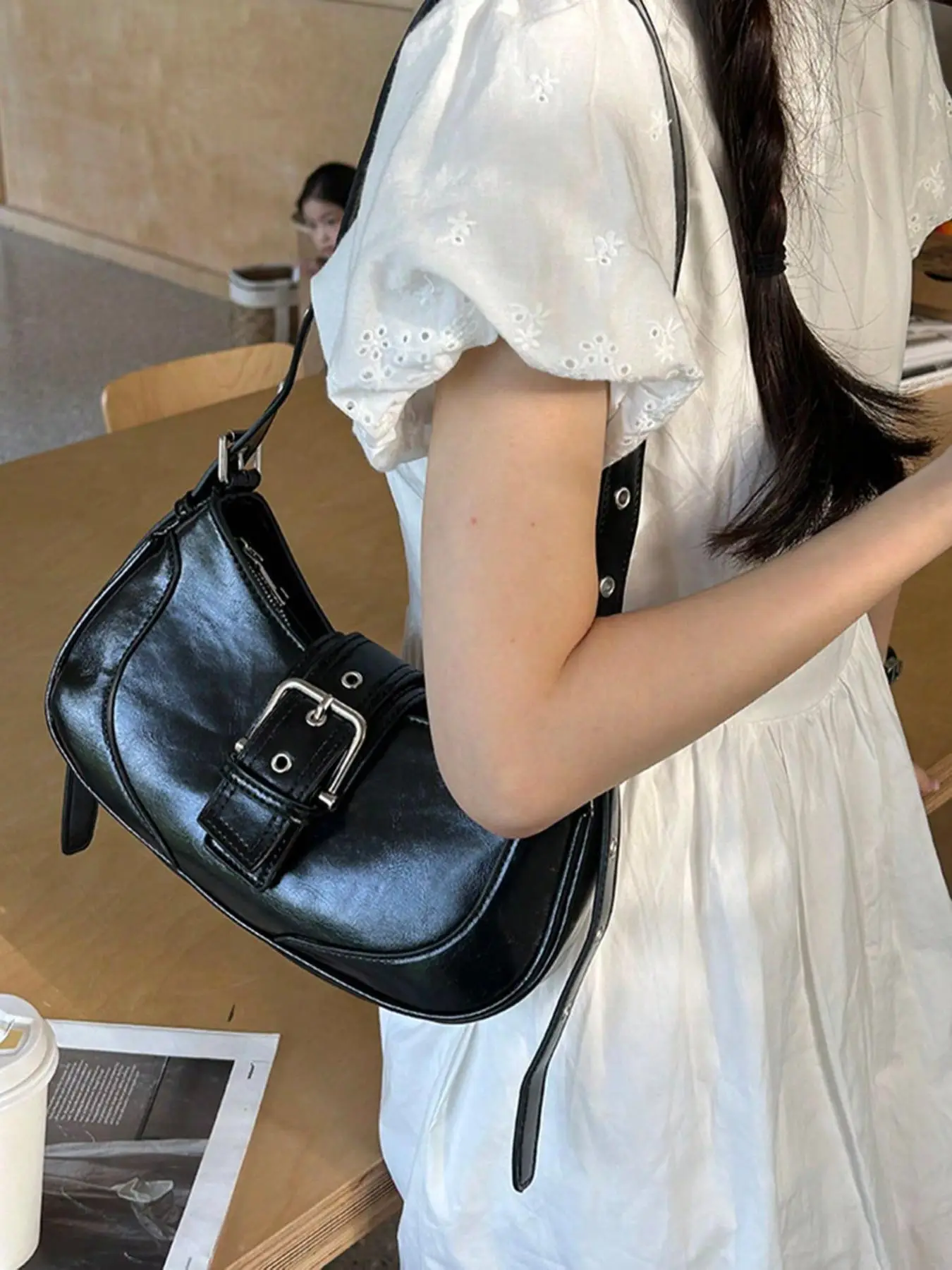Women's Fashionable Solid Color Shoulder Bag, Y2K PU Leather Hobo Bag for Daily Used, Casual Trendy Versatile High-quality Daily Commuting Bag, Girl