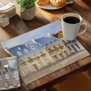 360 Stand Rectangular Polyester Kitchen Decorative Placemats - 14x18 in, Set of 6, Historic Theme Vibrant Print, Indoor Kitchen Home Tableware Accent, Kitchen Decorative Placemat