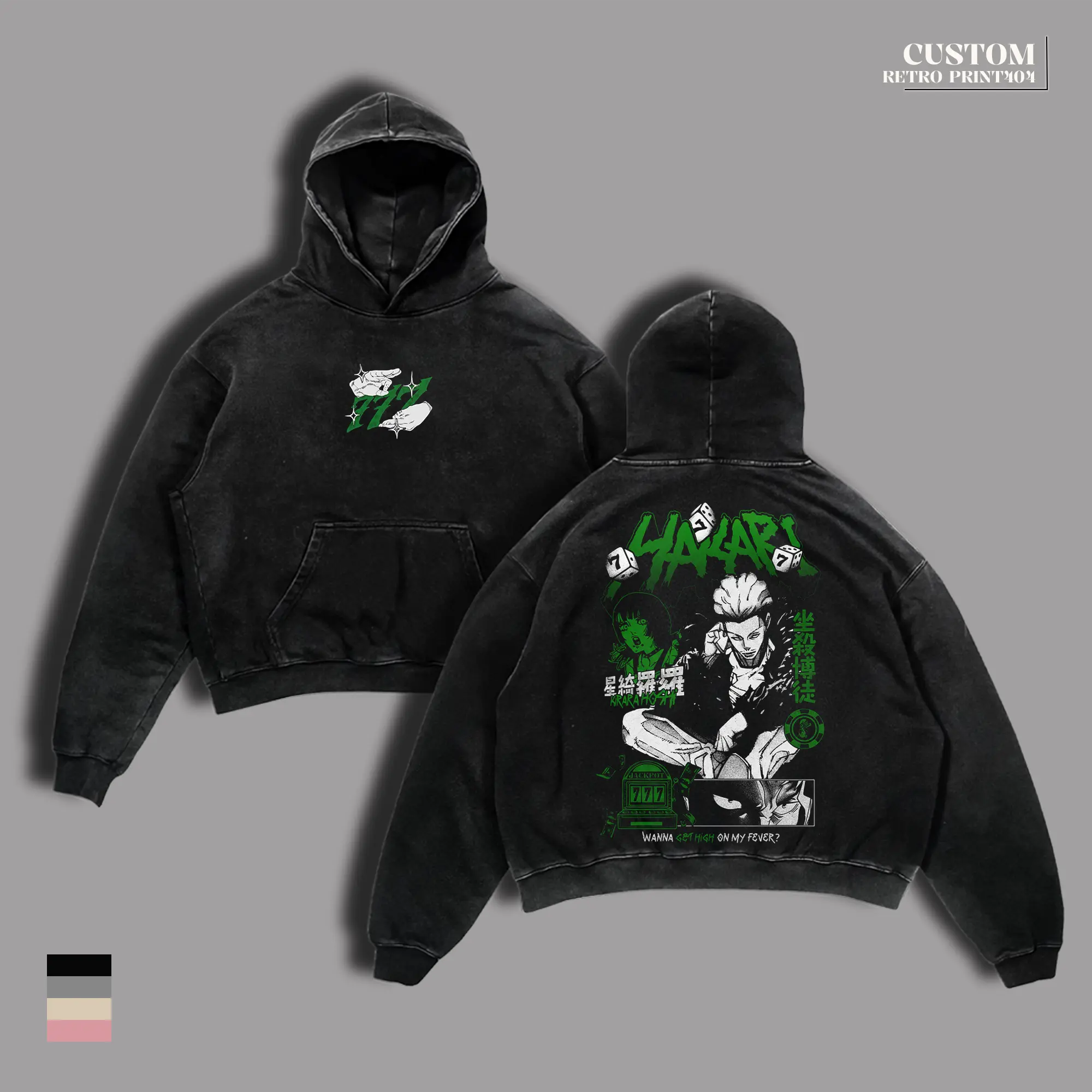 Hakari Kinji Jujutsu Kaisen Vintage Washed Oversized T-Shirt & Hoodie – Double Printed Anime Graphic, Heavyweight Cotton JJK Season 3 Culling Game Streetwear Unisex