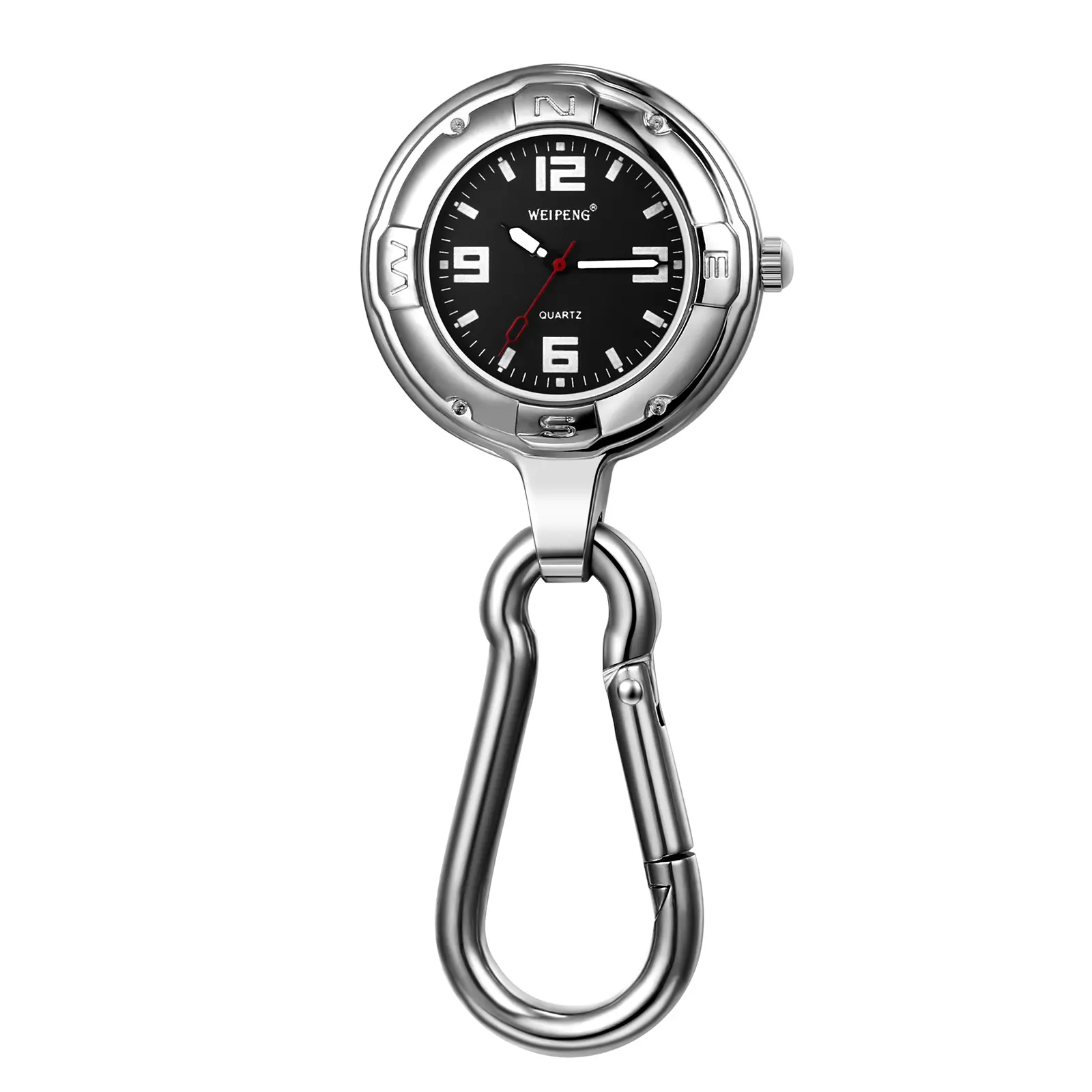 OIDEA Large Carabiner Watch with Bar-Scale Dial, Keychain & Backpack Clip, Silver Case Black Dial, 2 Styles, Unisex