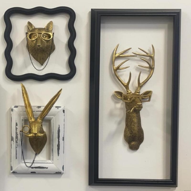 Animal Head Design Wall Decoration, 5 Counts/set Creative Resin Animal Head Wall Hanging Decoration, Unique Home Living Room and Bedroom Hanging Decoration, Home Decor Ornaments