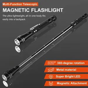 Universal 22" Telescopic Magnetic Pickup Tool | 360° Rotating LED Work Light Flashlight | Retractable Magnet Stick for Small Metal Parts | Handheld Professional Car Repair Tool Keyless Entry NFC Anti-Theft System