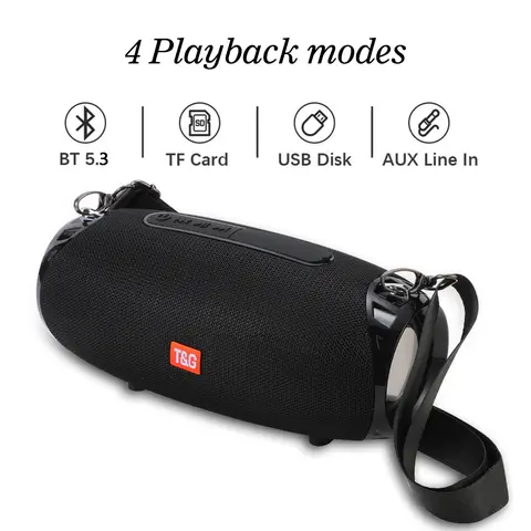 T&G Portable Wireless Speaker, Radio FM 10W Powerful Big USB Rechargeable Bluetooth-compatible Speaker with Built in Microphone, Outdoor Waterproof Subwoofer Speaker for Home, Office, Outdoor, Audio Caixa De Som Sound Box Music Woofer Bass Computer PC TV