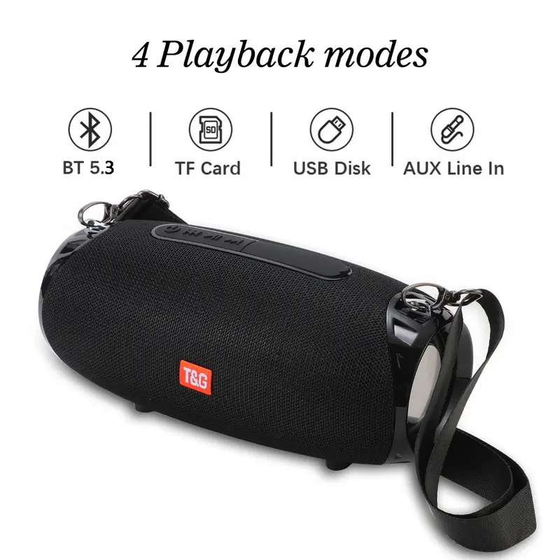 T&G Portable Wireless Speaker, Radio FM 10W Powerful Big USB Rechargeable Bluetooth-compatible Speaker with Built in Microphone, Outdoor Waterproof Subwoofer Speaker for Home, Office, Outdoor, Audio Caixa De Som Sound Box Music Woofer Bass Computer PC TV