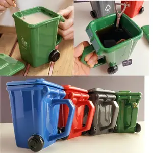 Creative Trash Can  with Spoon,  Water , Birthday Gift, Funny  for Best Friend, Unique Present Idea,  , Drinkware manager coffee cup perfect gift insulated travel  cocktail tea cute novelty show supervisor  Decaf reusable Ceramic Mug Skeleton Party black