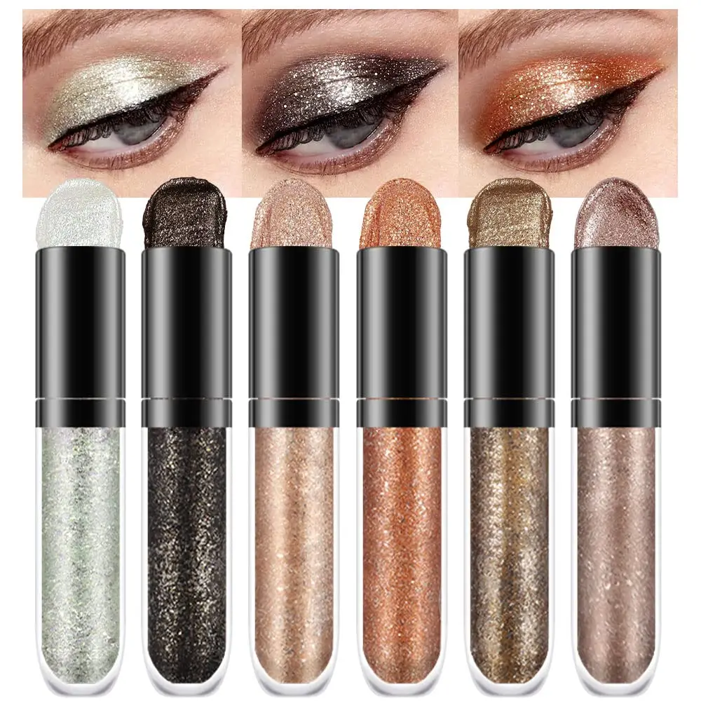 Gold Liquid Glitter Shimmer Eyeshadow Set for Eyes Silver Shimmer Sparkle Shiny Light Glitter Metallic Pigment Colorful Eye Shadow Liner Makeup Palette Kit Quick Drying Longwearing A