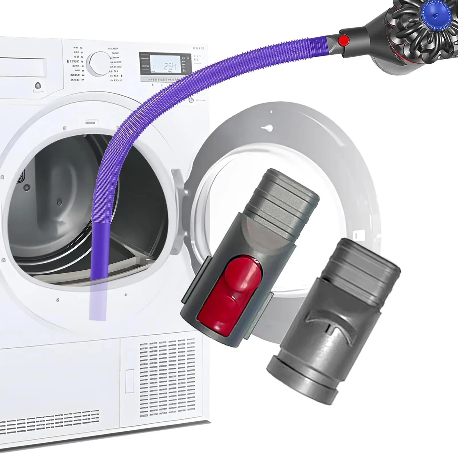 A Gift of Safety & Care: Dryer Vent Cleaner Kit Compatible with Dyson Dryer Lint Vacuum Attachment Removes Deep Lint Adapter Compatible with Dyson V7 V8 V10 V11 V12 V15 etc Cordless Vacuum Cleaner Accessories Cleaning Tool