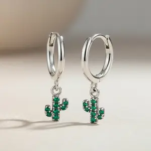 Cactus Earrings | Dessert Dangle Hoop Earrings | Dainty Boho Jewelry | Gift for Her