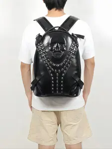 Elegant Style Casual Backpack, New Rivet Skull Design Large Capacity Unisex Bag, Versatile Bookbag for Men & Women