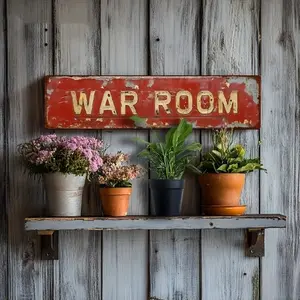1pc Vintage War Room Metal Signs Retro Military Decor Home Office Game Room Bar 4×16 Inch