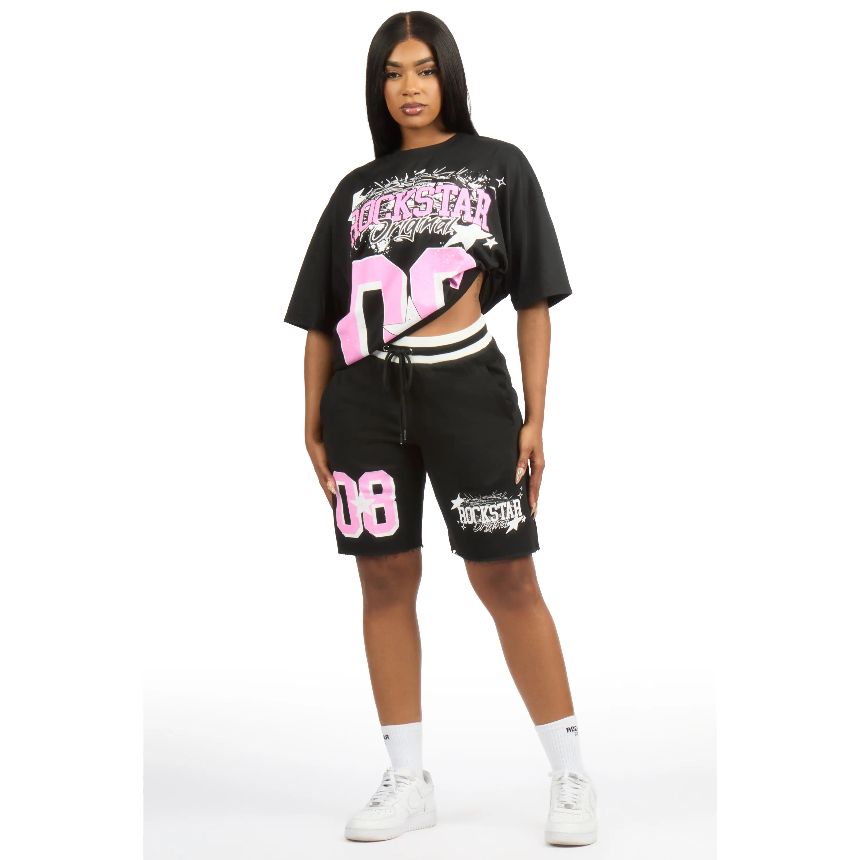 Carolina Black/Pink T-Shirt Short Set