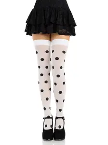Leg Avenue Women's Opaque Polka Dot Thigh Highs, 70D Graphic Legwear with Soft Stretch Band for Costume & Dress Outfits