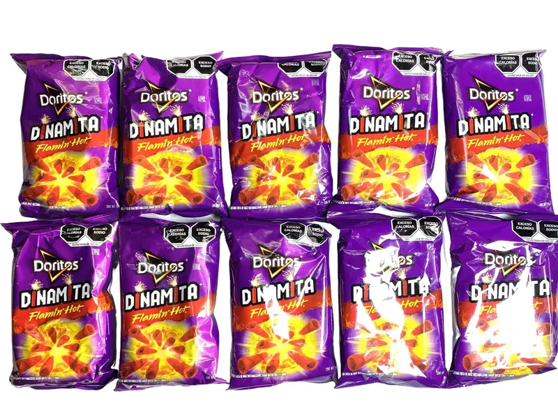 10 - PK DORITOS DINAMITA FLAMIN' HOT - 70 GRAMS PER BAG - MEXICAN CHIPS - PAPITAS MEXICANAS - SABRITAS MEXICANAS