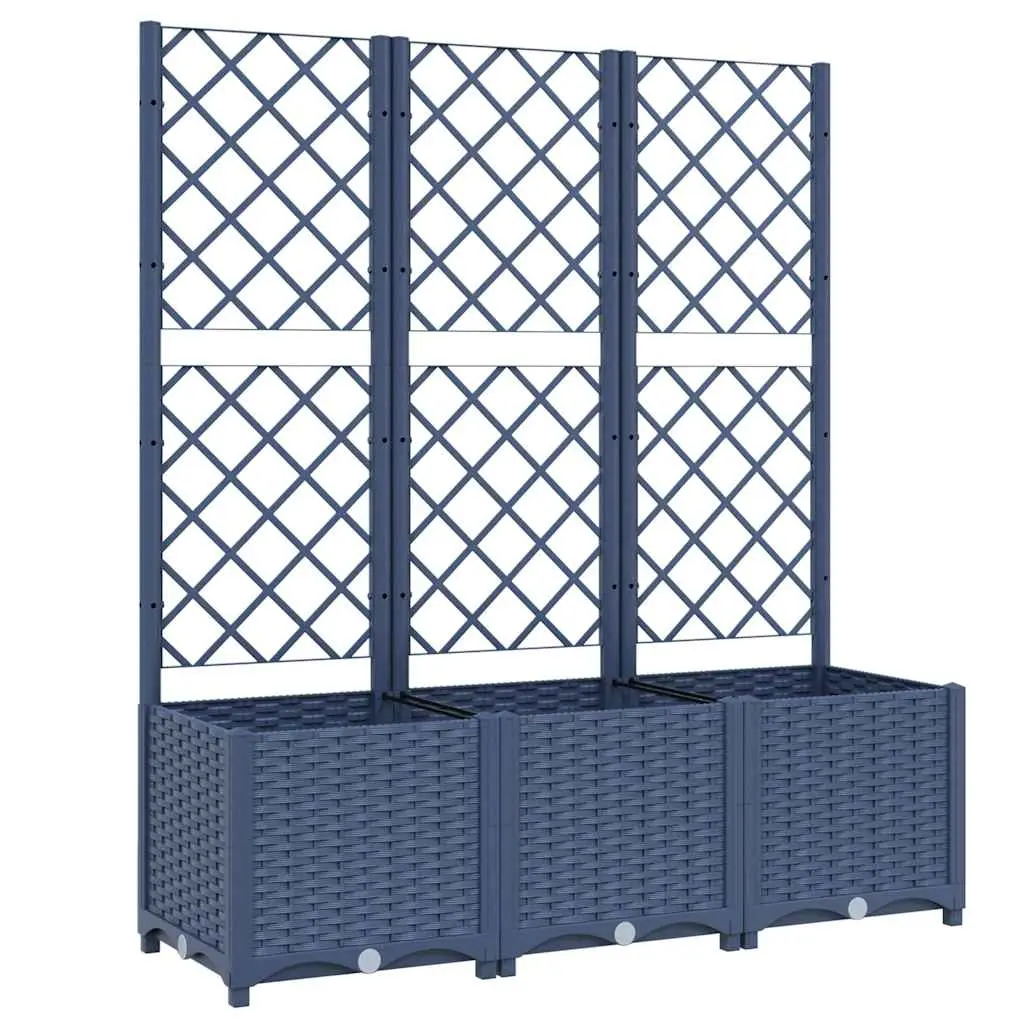 vidaXL Garden Planter with Trellis, Flower Box, Outdoor Planter, Raised Bed for Patio Balcony Terrace Backyard, Plant Pot, Blue Gray PP 318253