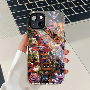 Halloween FNAF Five Nights at Freddy's Characters Collage Mobile iPhone Case: PBT+TPU Dual-Layer Rugged Shockproof Protective Cover for iPhone 16/15/14/13/12/11 Pro Max/Plus