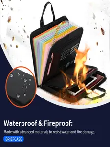 Waterproof Fireproof File Bag with Handle, Foldable Accordion File Folder, Large Capacity Cross-Border Document Storage