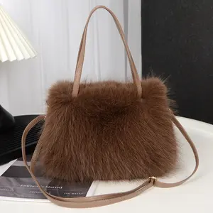 Women Small  Fur Tote Bag Mini Furry Top Handle Bag Plush Shoulder Bag Crossbody Bag Handbag