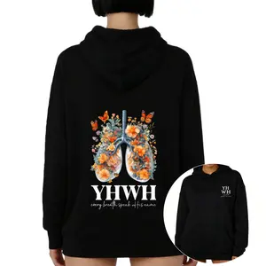 YHWH Scripture Hoodie – Christian Funny Letter Printed Long Sleeve Shirt