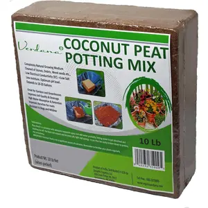 Coco Coir Brick – 10 Lb Compressed Coconut Fiber Block Expands to 18 Gallons – Potting Mix, Raised Bed Soil & Peat Moss Alternative for Organic Gardening & Seed Starting