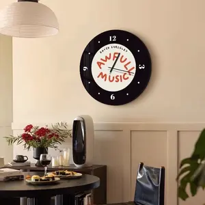 Vintage Nostalgic Restaurant Decorative Painting Clock, Wall Clock & Wall Art for Living Room, Imitation Vinyl Record, Silent Clock for Bedroom Bedside