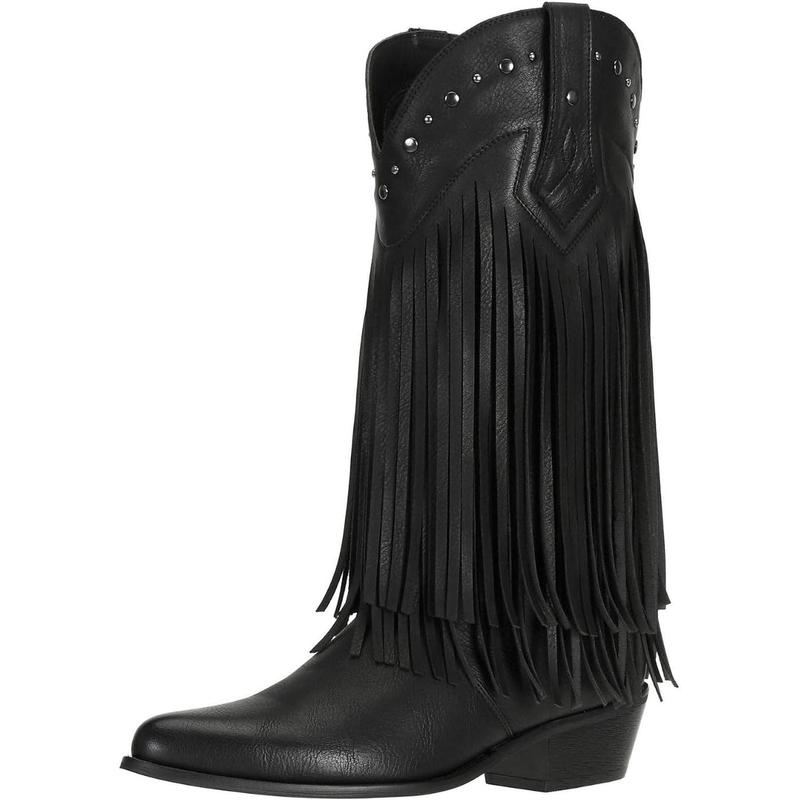 Women's Fringe Western Boots Wide Calf Riding Cowgirl Cowboy boots Black