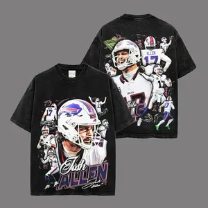 Josh Allen 17 Bills Mafia Game Day Outfit Heavyweight Acid Washed 100% Cotton T-Shirt, The Gunslinger Allen ArmyShirt, Buffalo Football Shirt, Game Day Outfit, Football Graphic Tee