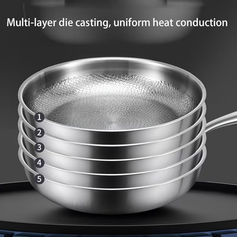 2026 Hot Selling New Titanium Frying Pan Hammered Texture with Lid And Spatula Gift, Upgraded Version of Non-Coated Non-Stick Titanium Pot, Matching Heat-Resistant Hollow Handle Glass Lid, Super Durable, Scratch-Resistant, Suitable for All Stoves