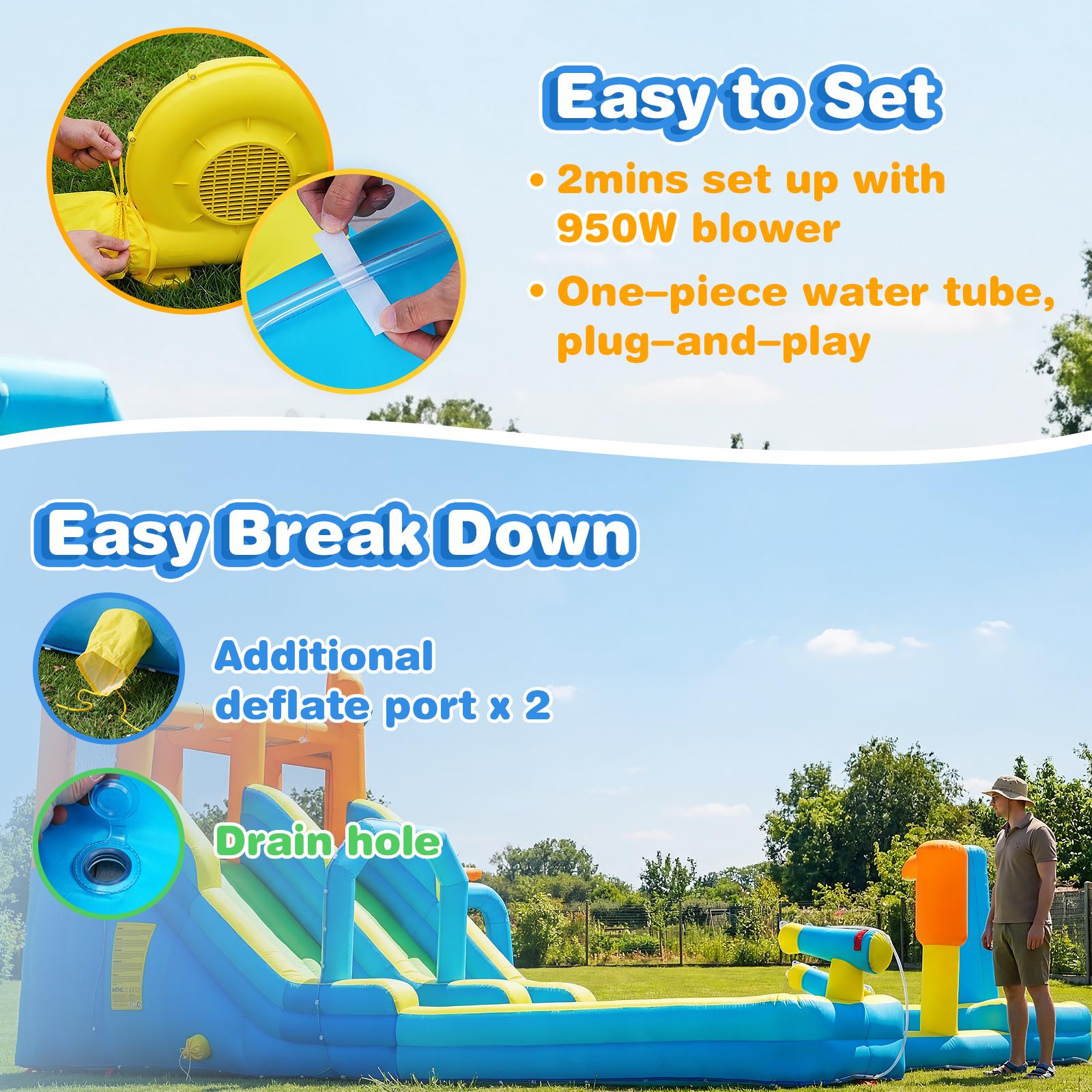 Whubefy Giant Inflatable Water Slide Park for Adults & Kids, 21x17FT Family Water Park with PVC Climbing Wall & Long Double Slide/Splash Pool / 950W Blower, Summer Fun Water Slide for Whole Family,Mothersdaygift,