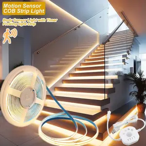 Human Body Sensing COB Light Strip Flowing Motion Sensor LED Strip Light, USB-Powered Flexible Strip Lights, Wall Hanging, Warm White/White Adjustable Delay, Cuttable, Multipurpose for Bedroom, Living Room, Cabinet, Entertainment Spaces